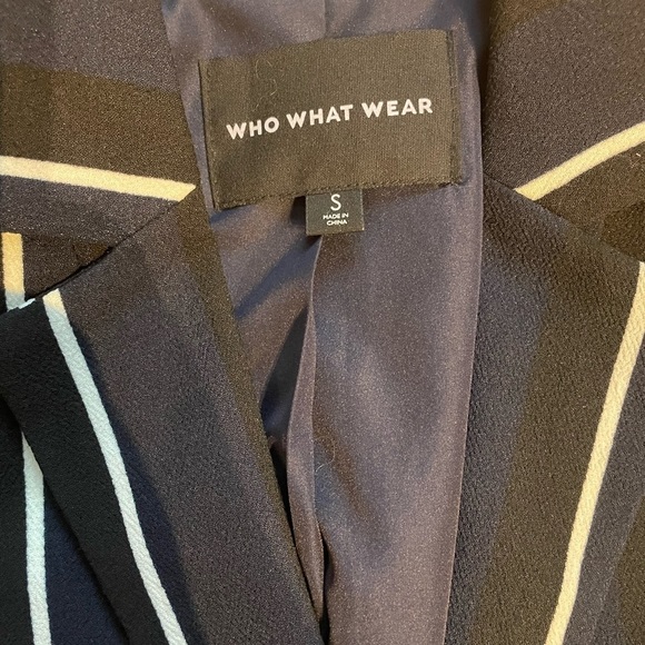 WHO What Wear Navy Black and White Striped Blazer Size S - Picture 3 of 5